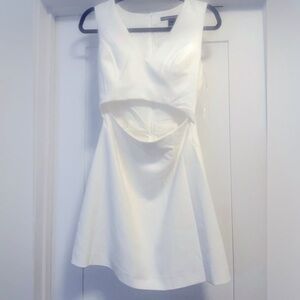 French Connection whisper v neck white cut out dress